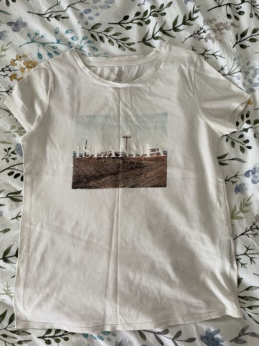 Koszulka biała z napisem Islandia XS