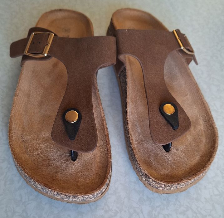 Japonki a'la birkenstock roz. 38 brązowe