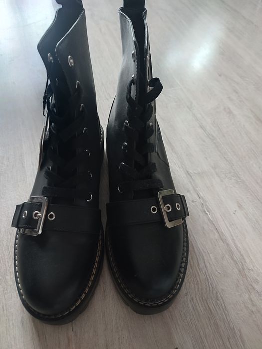 ZARA botki motocyklowe skórzane  nowe