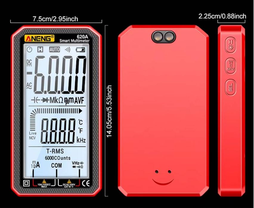 Мультиметр Aneng 620A 600V, 10A, NCV, LCD 3 підсвіткою, smart режим