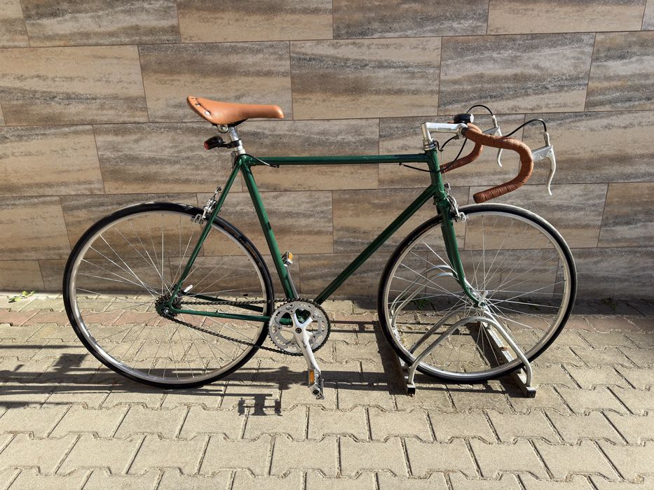 Rower Szosowy Unikat Vintage Single Speed | Made in Italy butelkowa zieleń Opony Continental Ultra Sport