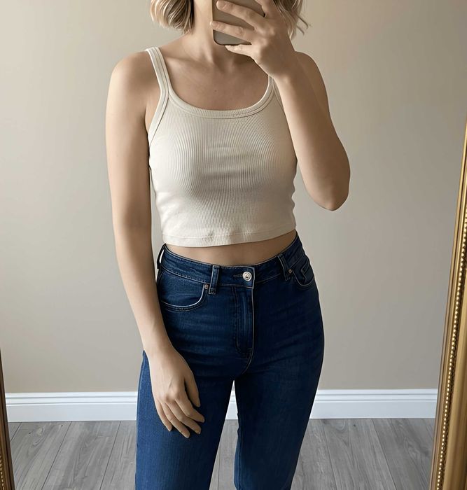 prazkowany crop top na ramiaczkach 32-34