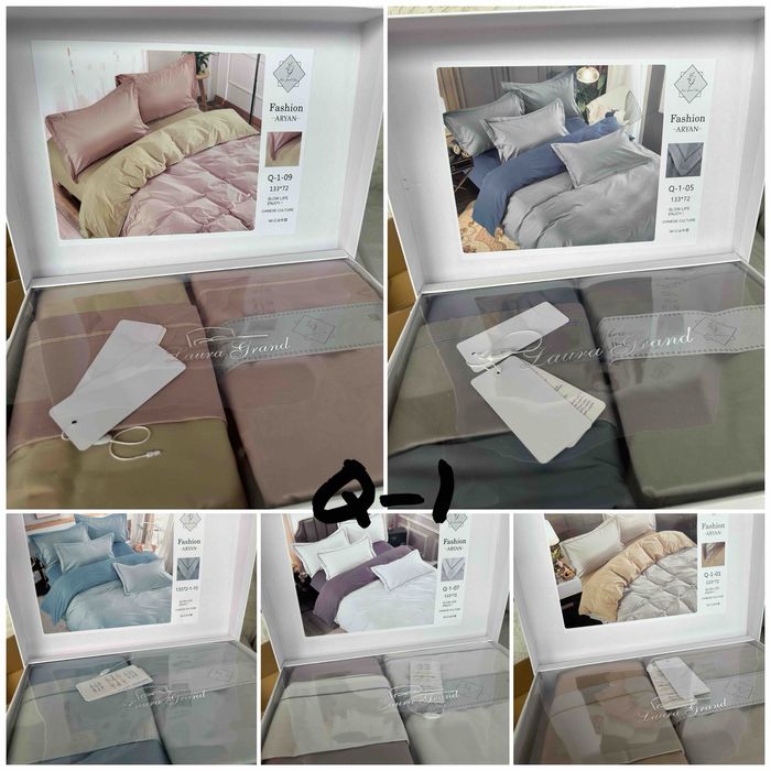 Комбінована однотонна сатинові комплекти постільна білизна Laura Grand