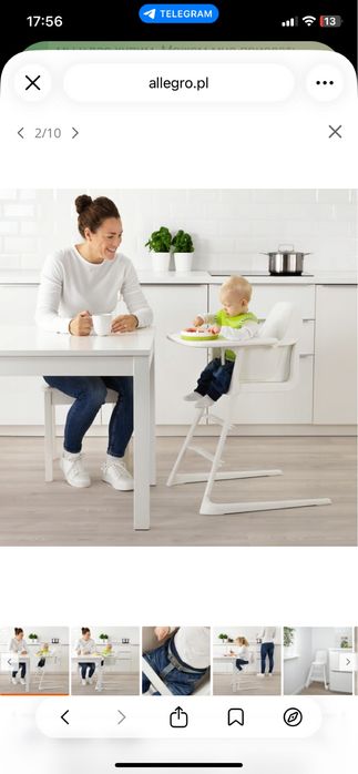 IKEA LANGUR Krzesło dziecięce/wysokie z tacą, biały