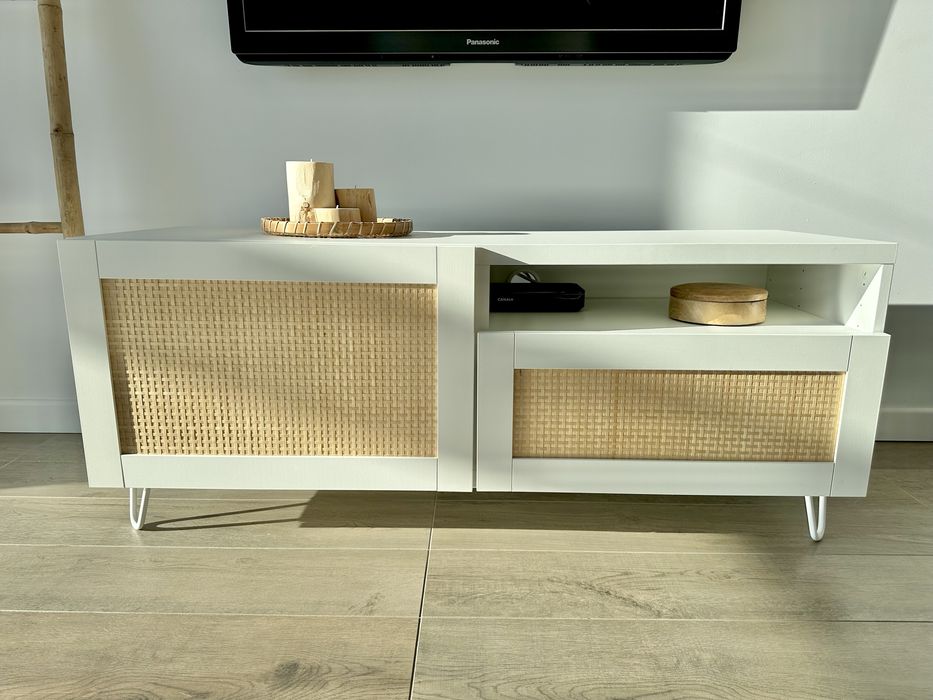 IKEA besta szafka RTV biała rattan boho 120cm