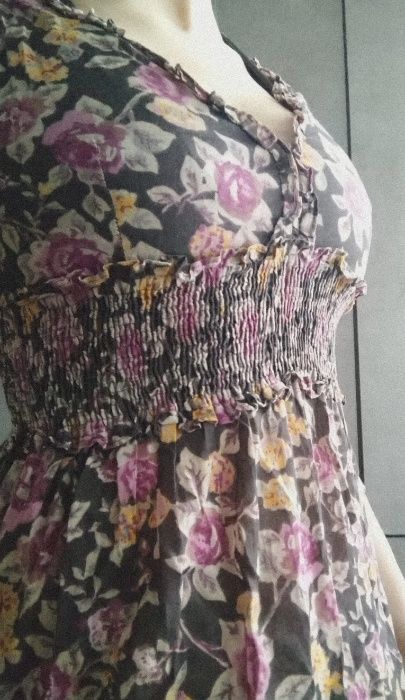 MANGO boho hippie maxi romantyczna sukienka w kwiaty indyjska jakość
