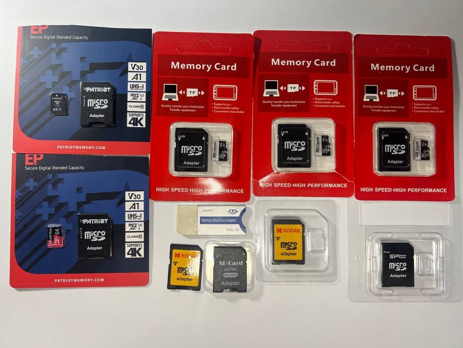 Карты Micro sd 64/256 GB Memory stick pro duo  перехідник адаптери