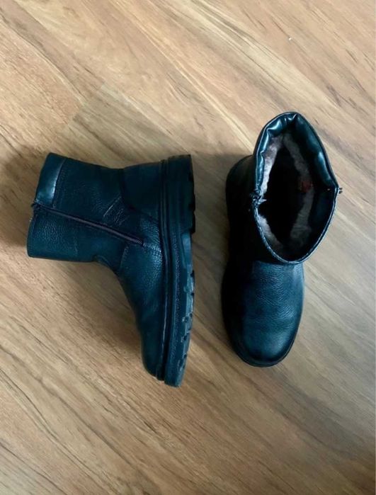 Męskie skórzane kozaki Gallus – wełna owcza – rozmiar 40