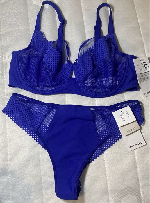Chantelle Pulp Play komplet 75E + tanga EU 40 – niebieski – NOWY z metkami