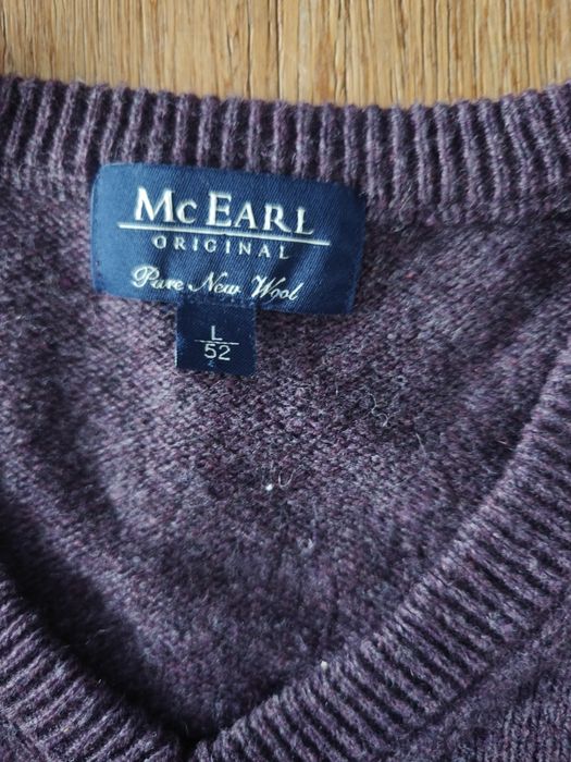 Sweter Mc Earl L męski lambswool wełniany serek V puree new wool premi