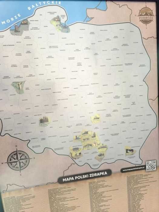 Mapa zdrapka Polski - atrakcje turystyczne Polski NOWA!
