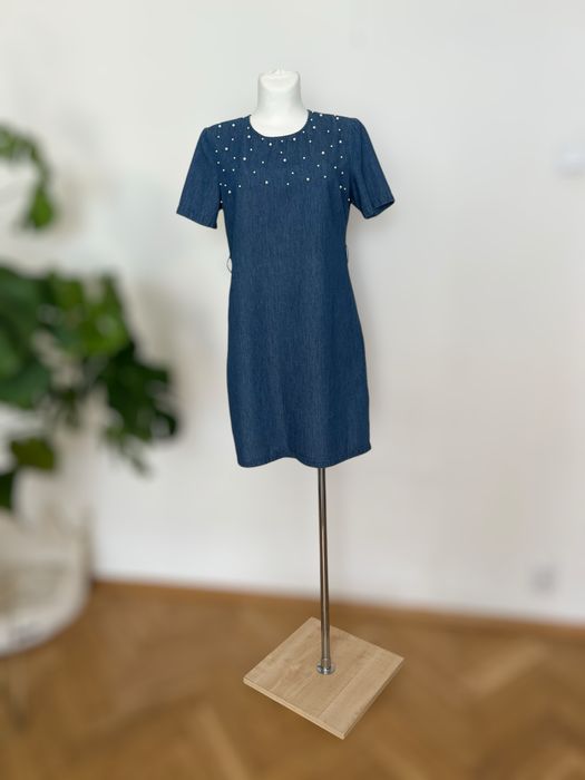 Sukienka bawełna perełki