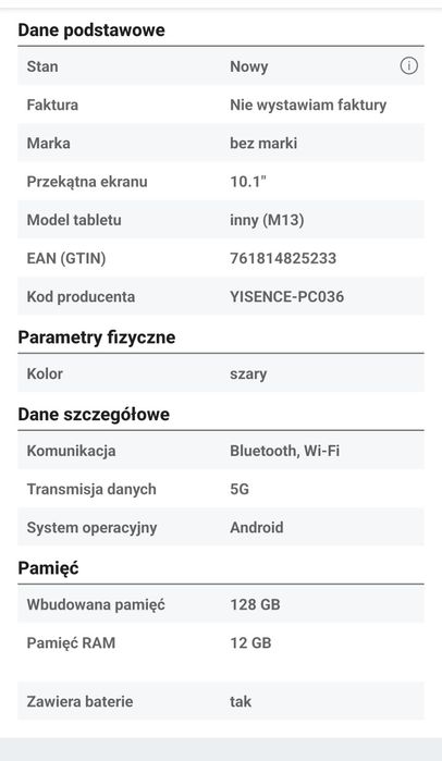 Tablet 10"   12GB ram 128 GB pam