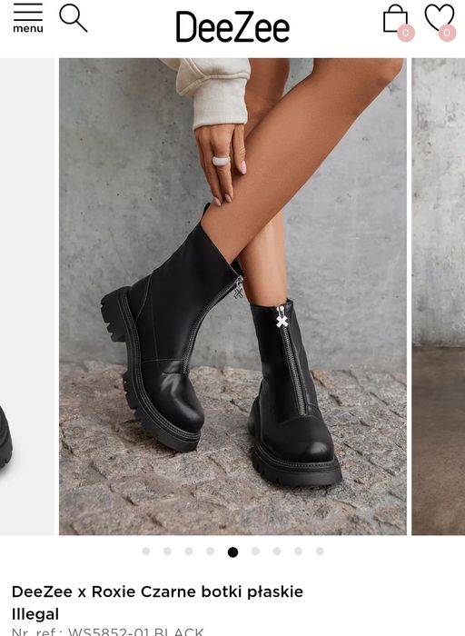 Botki dziewczęce czarne na grubej podeszwie DeeZee Roxie roz 36 nowe