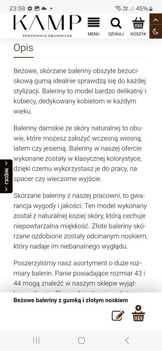 Balerinki skórzane  beżowe z gumką rozm 38