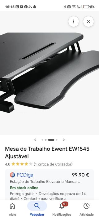 Mesa de Trabalho Ewent EW1545 Ajustável. Usado mas em excelente estado