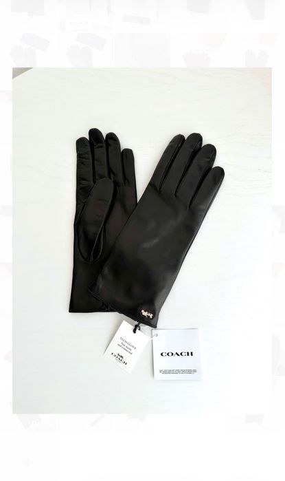 Жіночі шкіряні шерстяні рукавички COACH Tech Gloves женские перчатки