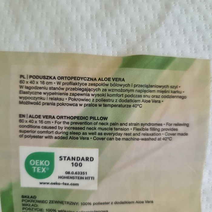 Nowa poduszka ortopedyczna Aloe Vera