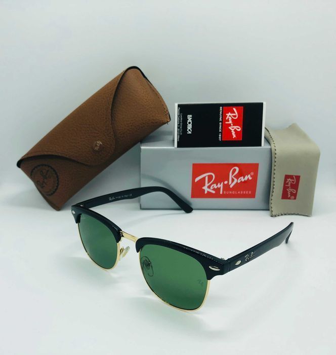Солнцезащитные очки Ray Ban Clubmaster 3016 Gold-Green 51мм стекло