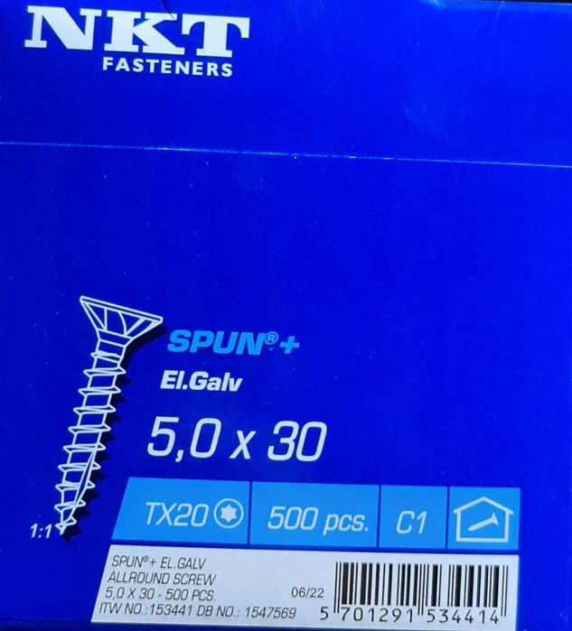 Wkręty do drewna- FASTENERS SPUN®+, ocynk