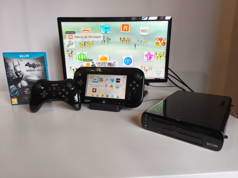 WII U com jogo e comando Pro