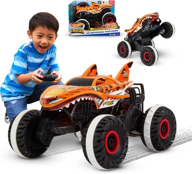 Машинка на пульті 30 см Hot Wheels RC Monster Trucks Tiger Shark HGV87