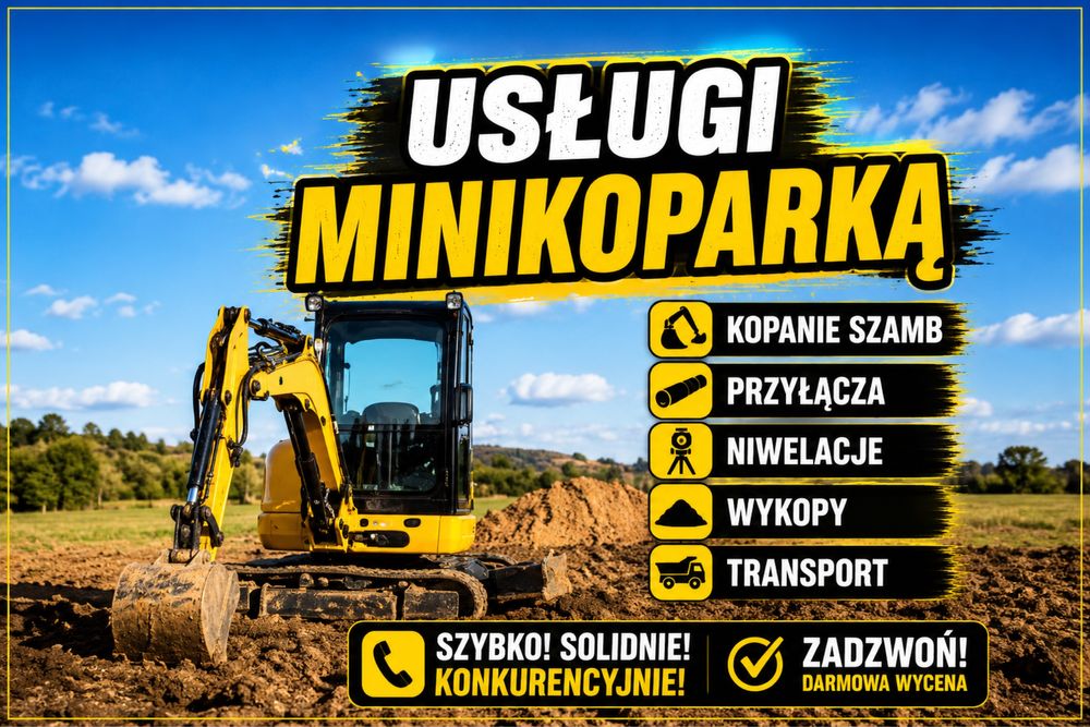 Usługi mini koparka | Mini koparka | Szamba | Przyłącza