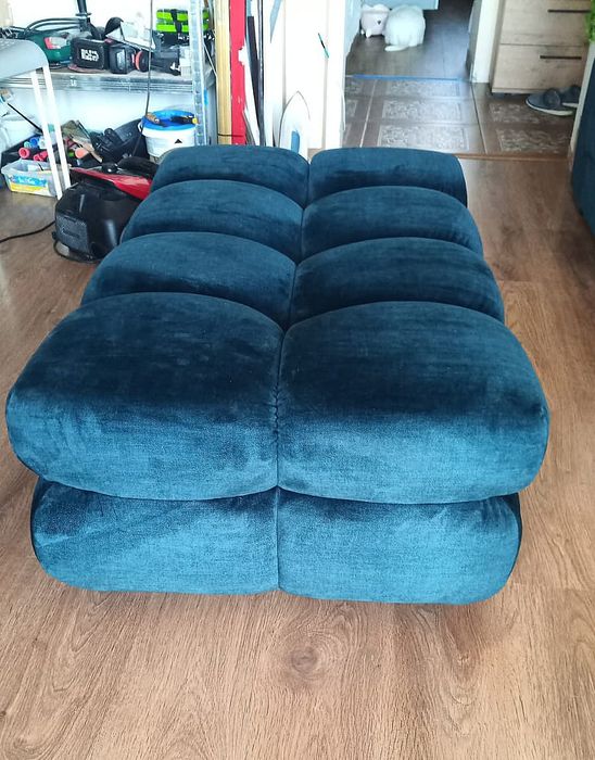 Duża pufa modułowa 116 cm | Morska / Welur | Stan bdb