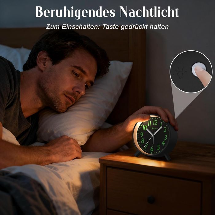 Аналоговый безшумний  + будильник SOCICO, круглый ретро-металлический