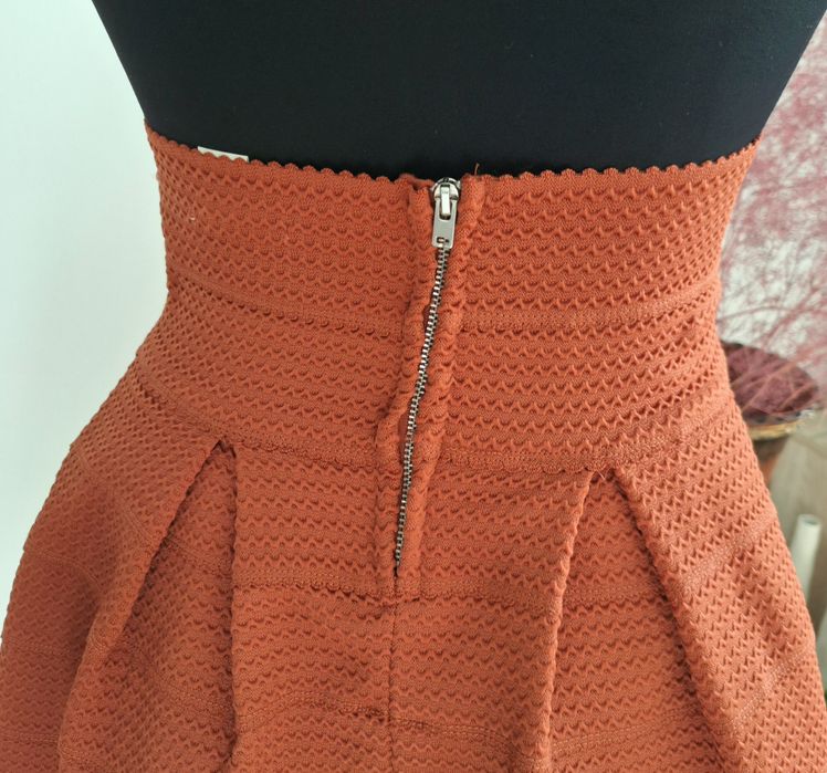 Koralowa spódniczka z szerokim pasem wysoki stan H&M 36 NOWA wiosenna