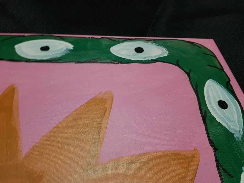 Obraz malowany na płótnie, abstrakcja różowy czarny