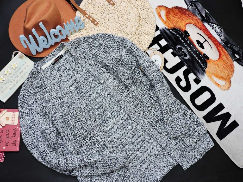 Fishbone sweterek kardigan narzutka XL