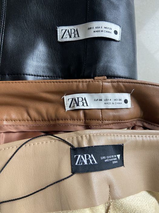 Spodnie Zara 36 eko skóra elastyczna kolor brązowy carmelowy