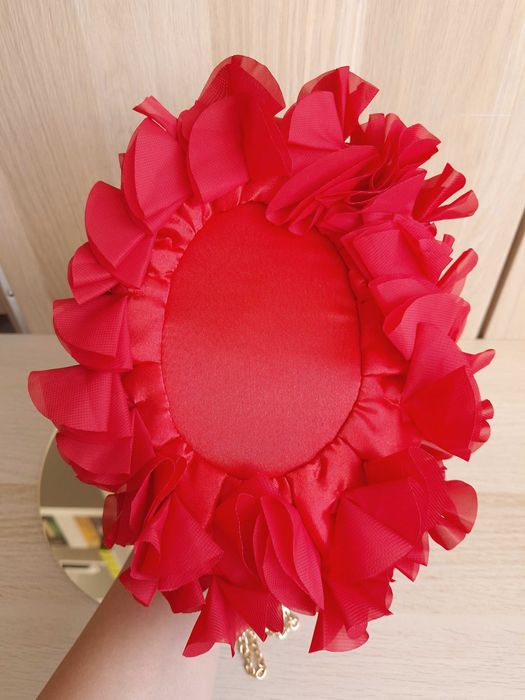 Damska Torebka Czerwona Z Płatkami Kwiat Chmurka Do Ręki Na Ramię