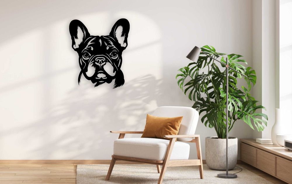 Dekoracja ścienna – głowa francuskiego buldoga 50×43cm French Bulldog