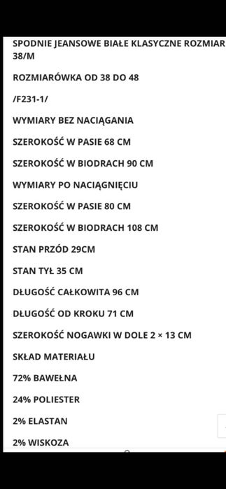 Białe spodnie jeansy 38