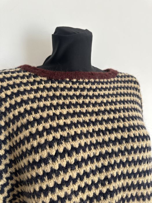 Beżowy damski sweter sweterek w paski 14% wełna 14% moher L 40 Cocogio