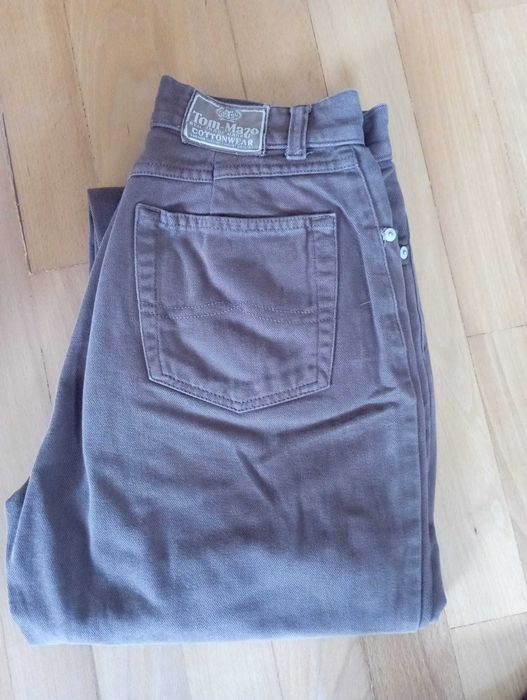 Calças de Sarja Castanhas de Fecho Tom Maso Tam 40 Usadas