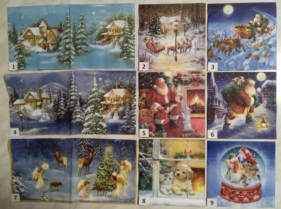 Serwetki decoupage zima, Boże Narodzenie, unikatowe zestaw 1