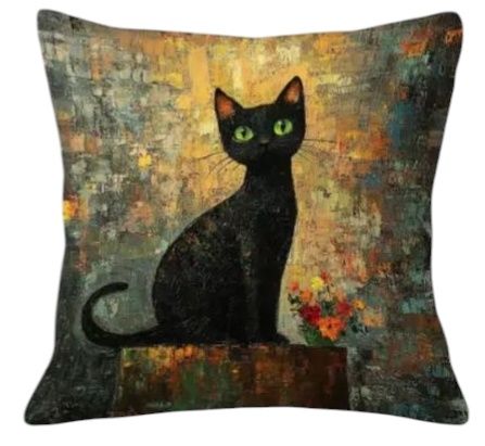 Capa de Almofada Gatos Preto