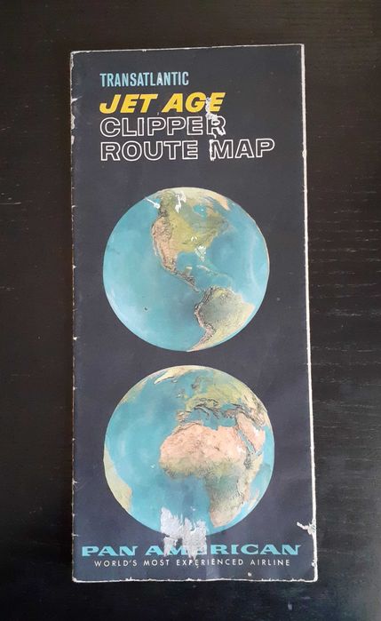 Mapa Pan American Jet age Clipper anos 60 vintage