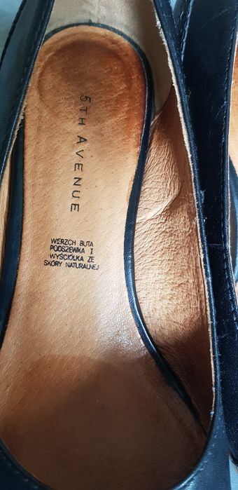 Buty czółenka damskie skóra czarne 5 th Avenue r. 36