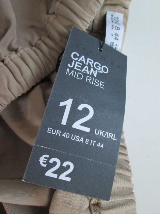 Primark beżowe szerokie spodnie spadochronowe cargo 12 L XL nowe
