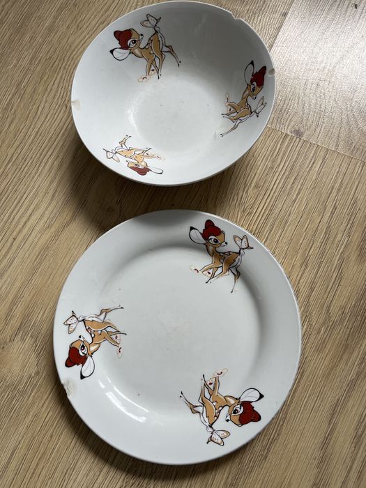 Talerzyk, kubeczek, imiseczka z jelonkiem Bambi.