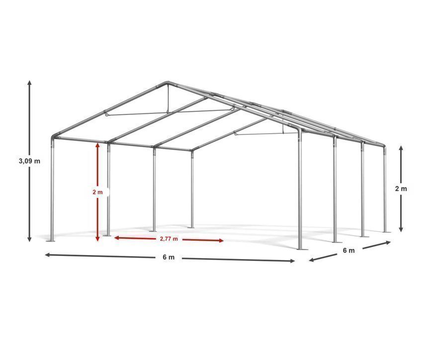 Namiot Magazynowy BIAŁY 6x6x2m Namiot Handlowy Garażowy DAS SUMMER 240