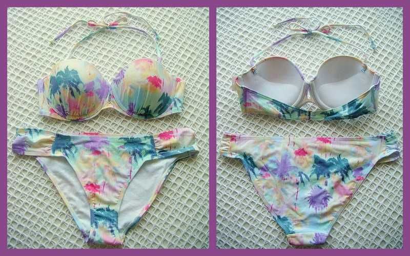 DOSTAWA GRATIS Bikini 34 A 70 A strój kąpielowy kostium kwiaty print push up