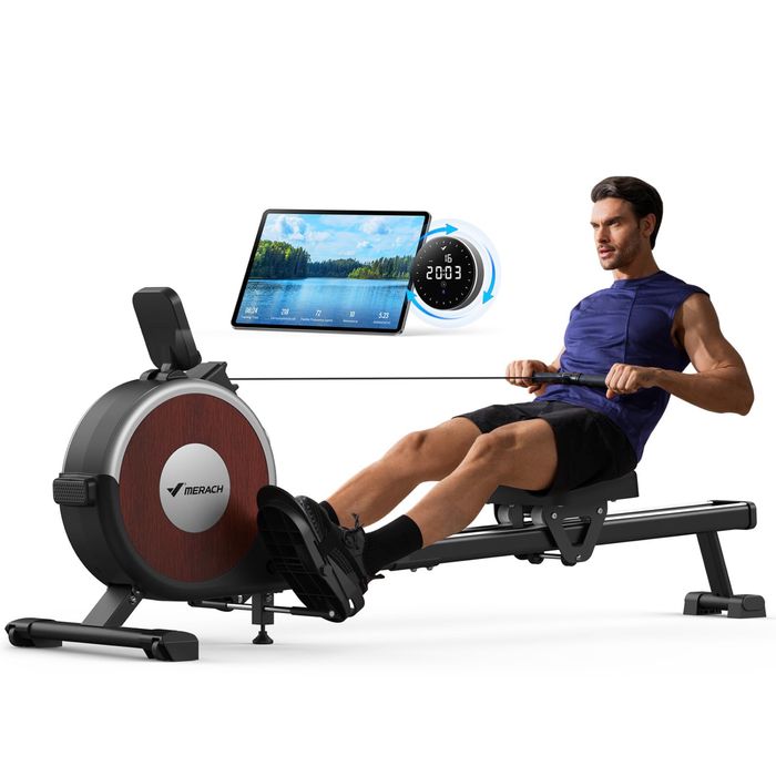 Wioślarz MERACH MR-R02B8, magnetyczny, Bluetooth, 16 poziomów oporu, do 158 kg