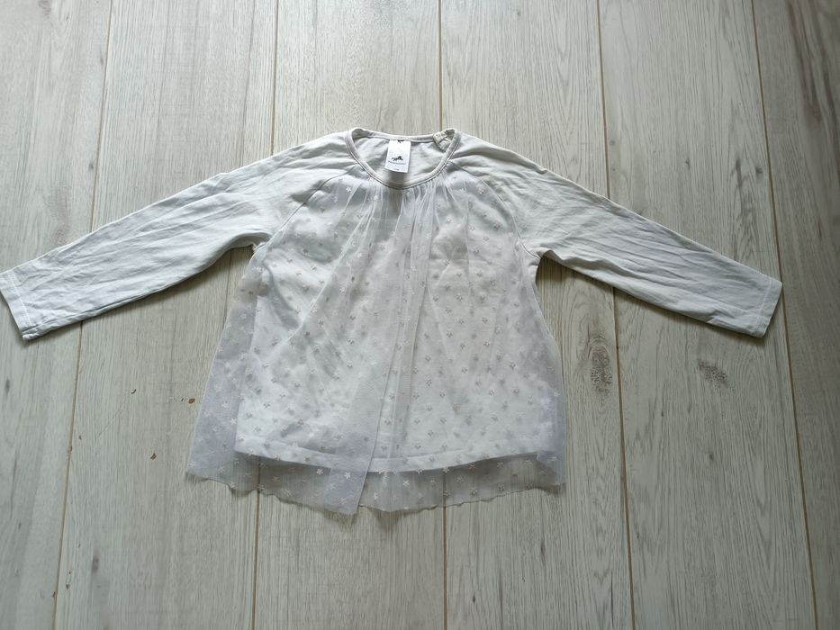 Biała bluzka z długim rękawem tiul gwiazdeczki 116cm C&A