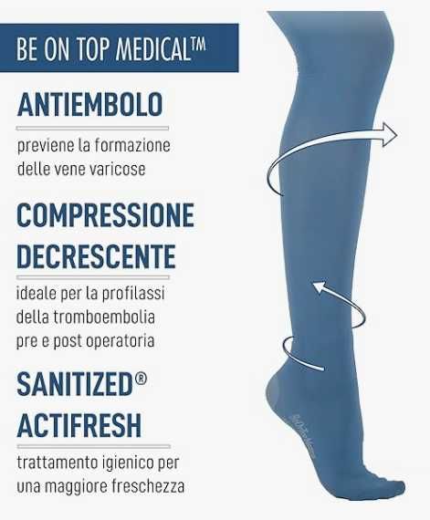 Pończochy uciskowe BeOnTop 18–23 mmHg unisex – loty medyczne