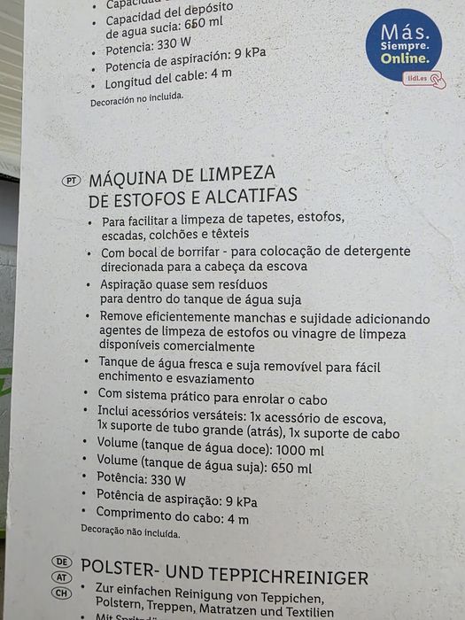 *Novo* Aspirador de tecidos, estofos e alcatifas